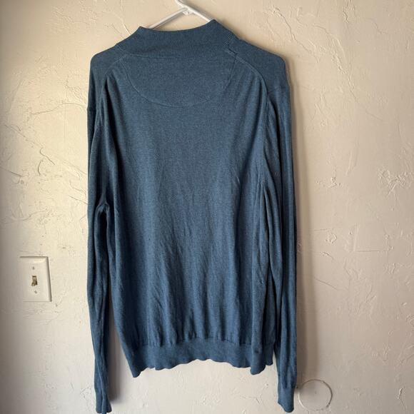 Nordstrom Blue‎ 1/4 Zip Pullover Sweater Cotton Cashmere Blend XL Soft Knit - Picture 5 of 7